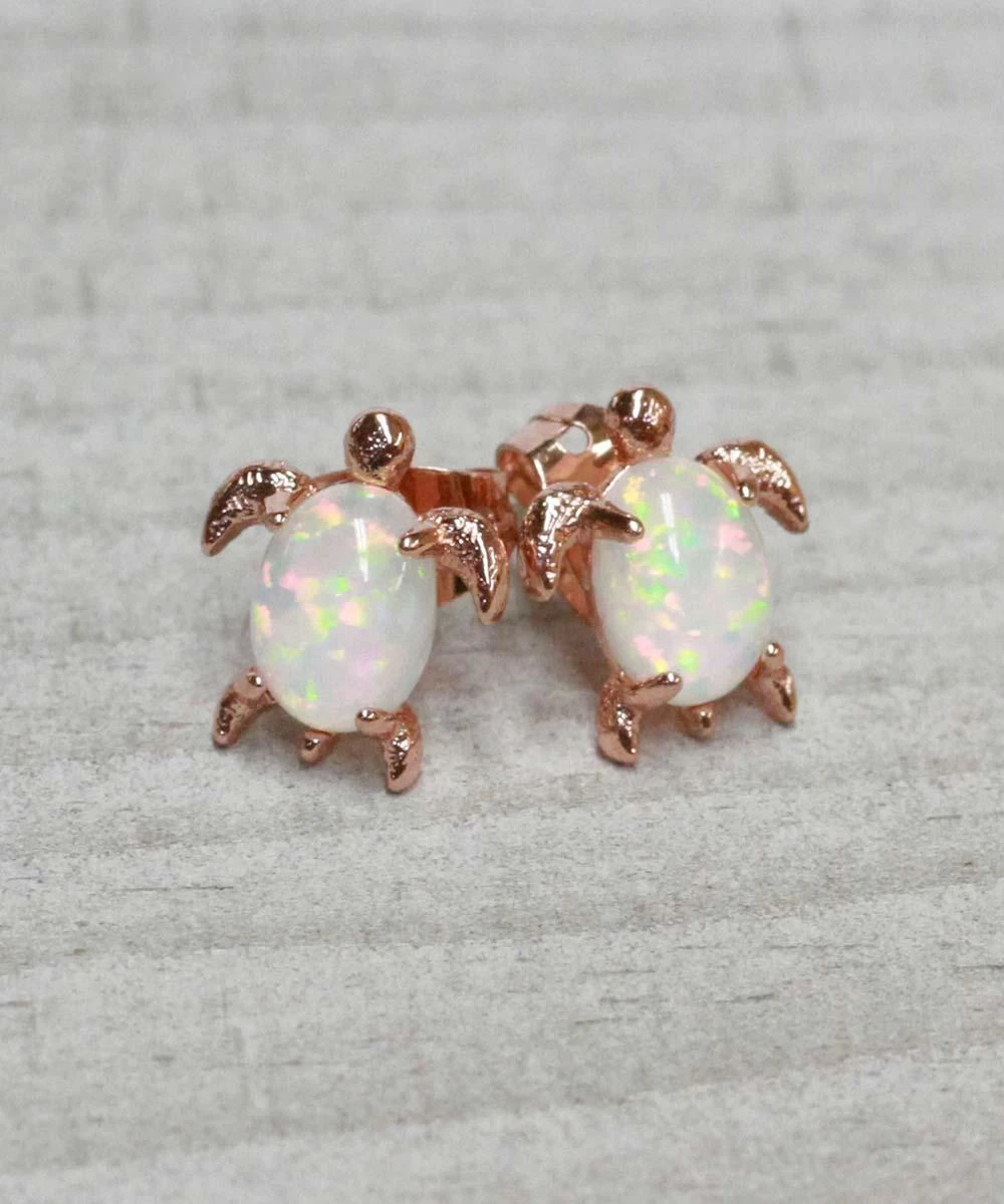 Puravida Rose Gold Opal Sea Turtle Earrings 4 Puravida Rose Gold Opal Sea Turtle Earrings - Image 2