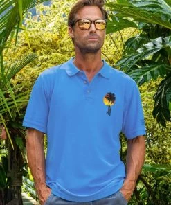 Summer Shade - Blue Hawaii Dyed Short Sleeve Pique’ Polo Shirt
