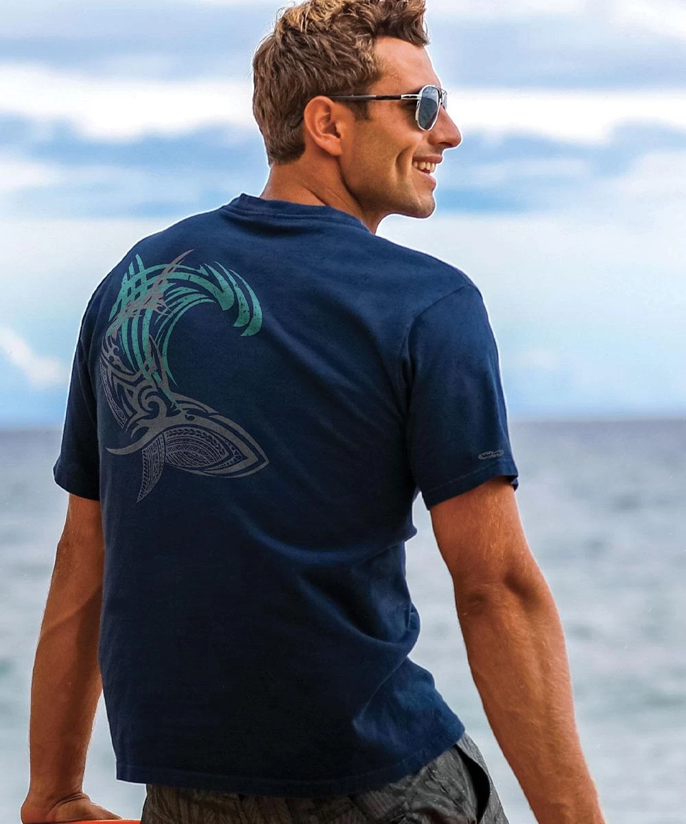 Tribal Mano Surf - Navy Short Sleeve Crewneck T-Shirt 3 Tribal Mano Surf - Navy Short Sleeve Crewneck T-Shirt