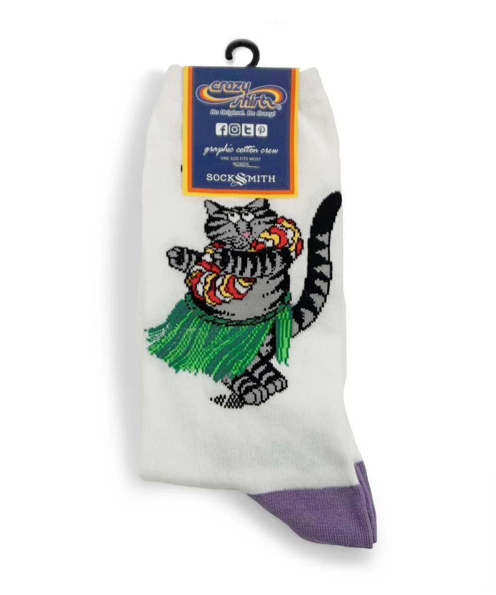 B. Kliban Hula Cat - Graphic Cotton Crew Socks 5 B. Kliban Hula Cat - Graphic Cotton Crew Socks - Image 3