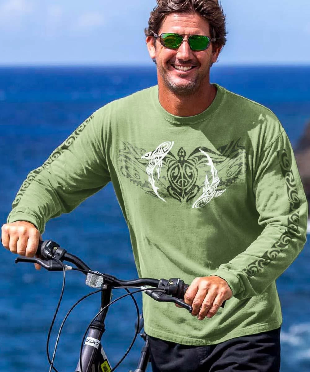 Honu Mano Legend - Hemp Dyed Long Sleeve Crewneck T-Shirt 3 Honu Mano Legend - Hemp Dyed Long Sleeve Crewneck T-Shirt