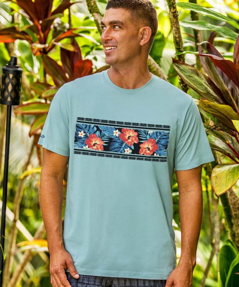 Twilight Floral Band - Cool Blue Short Sleeve Pima T-Shirt 3 Twilight Floral Band - Cool Blue Short Sleeve Pima T-Shirt