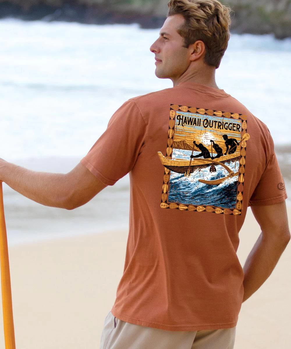 Hawaii Outrigger - Cinnamon Dyed Short Sleeve Crewneck T-Shirt 3 Hawaii Outrigger - Cinnamon Dyed Short Sleeve Crewneck T-Shirt