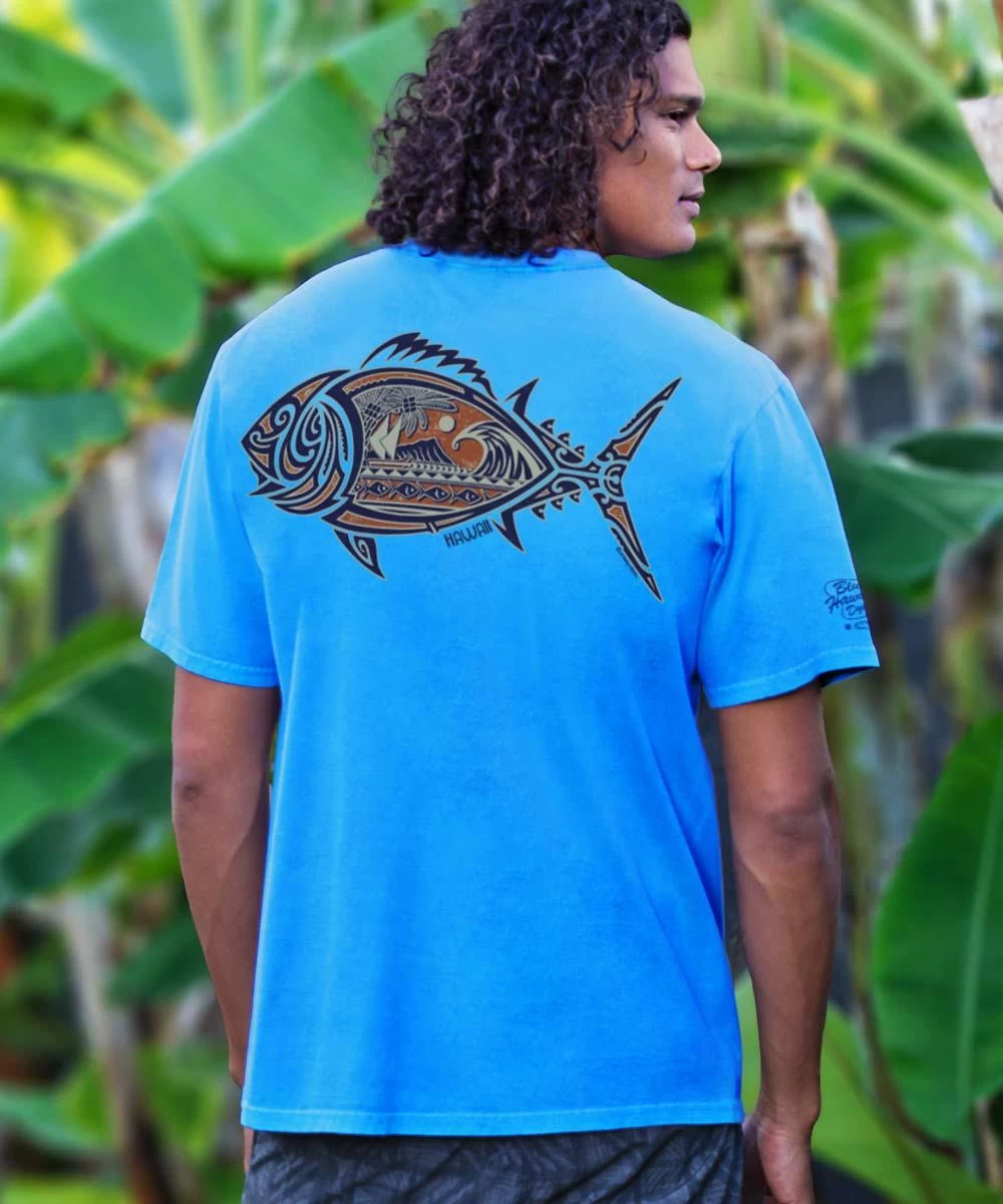 The Hunt - Blue Hawaii Dyed Short Sleeve Crewneck T-Shirt 3 The Hunt - Blue Hawaii Dyed Short Sleeve Crewneck T-Shirt
