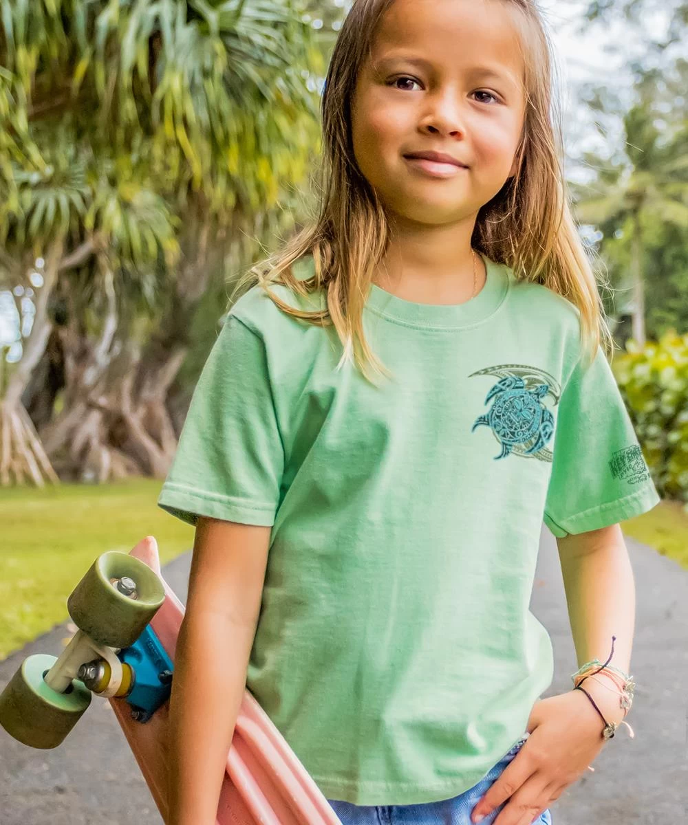 Tribal Honu Nalu - Key Lime Dyed Short Sleeve Crewneck T-Shirt 4 Tribal Honu Nalu - Key Lime Dyed Short Sleeve Crewneck T-Shirt - Image 2