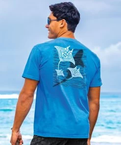 Cruzing Manta Mano - Blue Hawaii Dyed Short Sleeve Crewneck T-Shirt