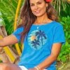 Sunset Palm Circle - Blue Hawaii Dyed Short Sleeve Scoop Neck T-Shirt 1 Sunset Palm Circle - Blue Hawaii Dyed Short Sleeve Scoop Neck T-Shirt -Freedom Style Shop bc851eeb 82fa 4a64 b032 3c98cc58c8eb