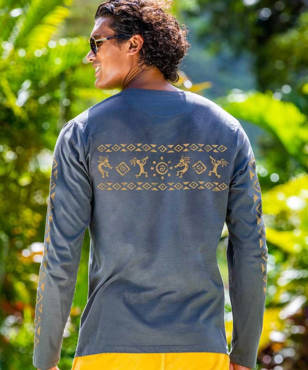 Kokopelli Sol - Smoke Long Sleeve Pima T-Shirt 4 Kokopelli Sol - Smoke Long Sleeve Pima T-Shirt - Image 2