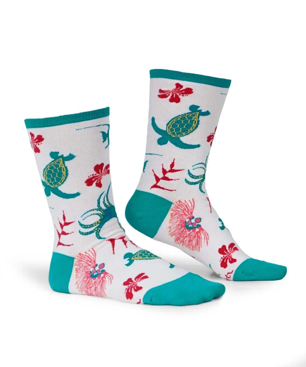 Hawaiian Whimsy - Graphic Cotton Crew Socks 4 Hawaiian Whimsy - Graphic Cotton Crew Socks - Image 2