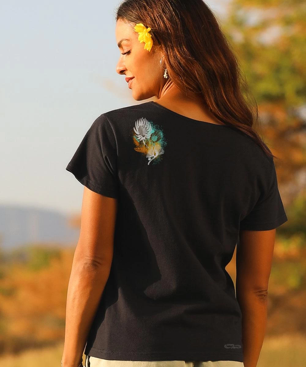 Rustic Protea Band - Black Short Sleeve Scoop Neck T-Shirt 4 Rustic Protea Band - Black Short Sleeve Scoop Neck T-Shirt - Image 2