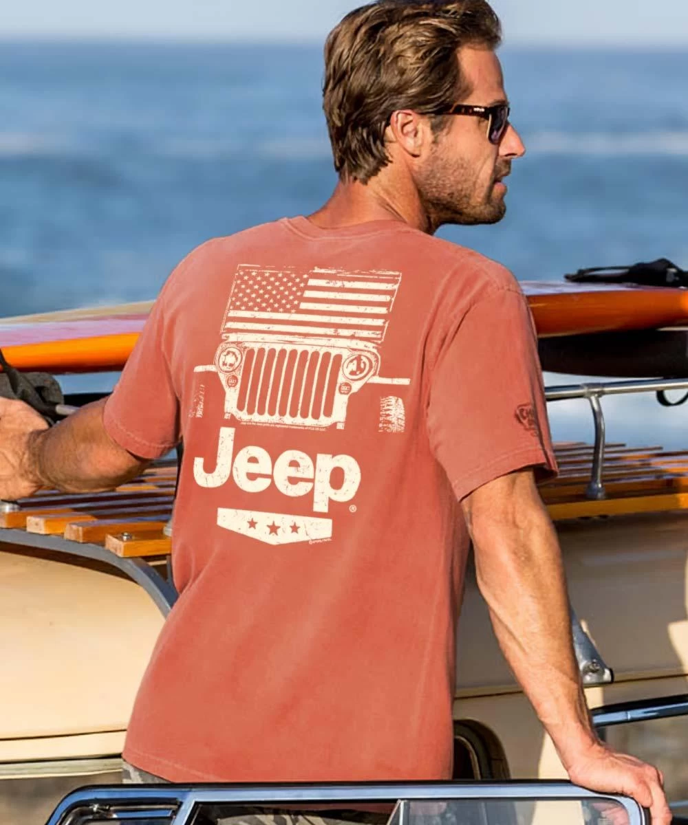 Jeep All American - Chile Dyed Short Sleeve Crewneck T-Shirt 3 Jeep All American - Chile Dyed Short Sleeve Crewneck T-Shirt