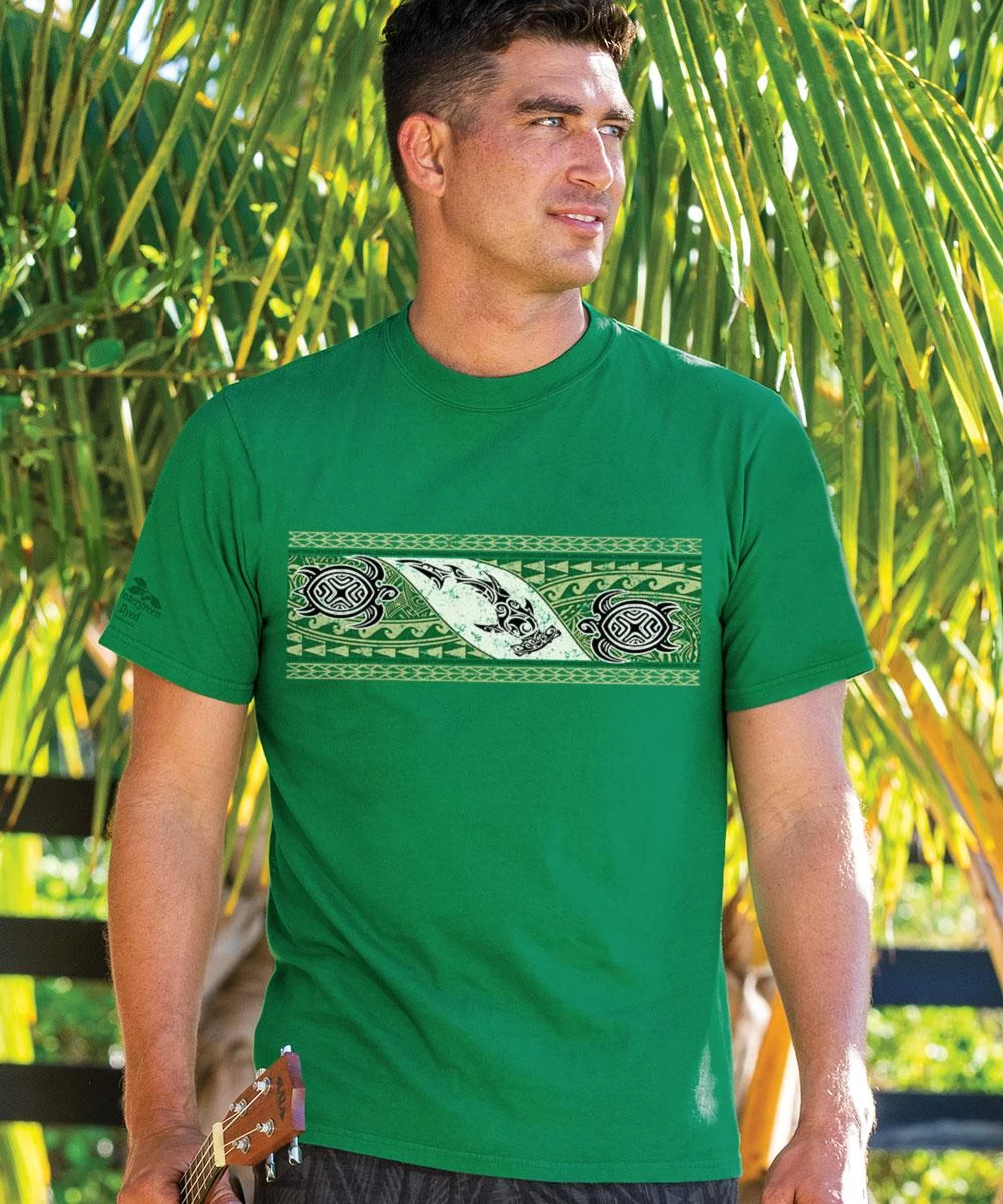Tribal Mano Honu Band - Wintergreen Dyed Short Sleeve Crewneck T-Shirt 3 Tribal Mano Honu Band - Wintergreen Dyed Short Sleeve Crewneck T-Shirt