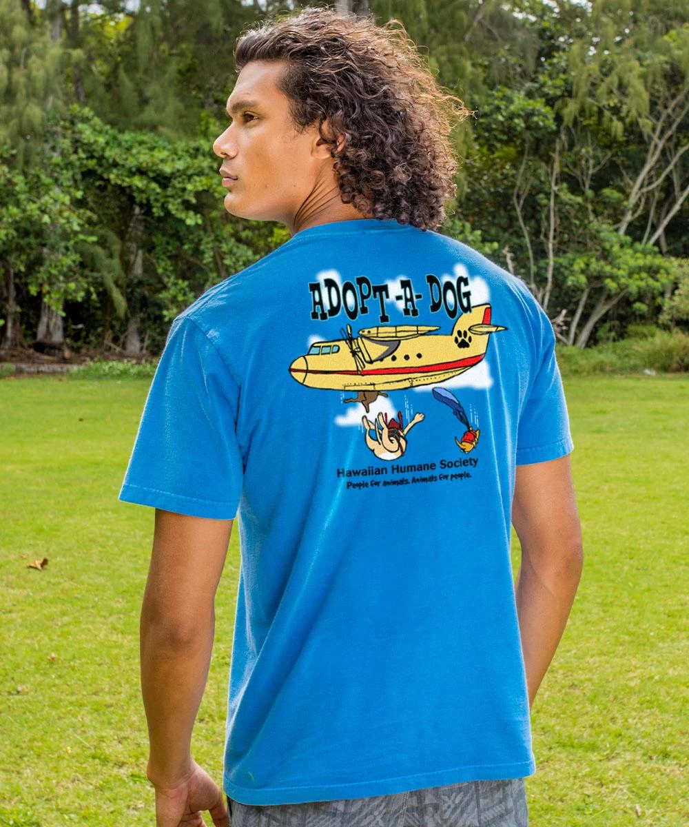 Hawaiian Humane Society Sky Dive - Blue Hawaii Dyed Short Sleeve Crewneck T-Shirt 4 Hawaiian Humane Society Sky Dive - Blue Hawaii Dyed Short Sleeve Crewneck T-Shirt - Image 2