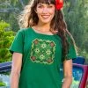 Puakenikeni Quilt - Wintergreen Dyed Short Sleeve Scoop Neck T-Shirt 2 Puakenikeni Quilt - Wintergreen Dyed Short Sleeve Scoop Neck T-Shirt -Freedom Style Shop cd3ca001 6a93 403d adec 4c21b9285573