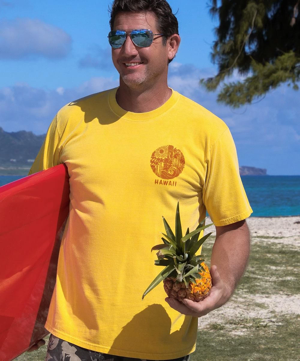 Tribal Island Elements - Pineapple Dyed Short Sleeve Crewneck T-Shirt 4 Tribal Island Elements - Pineapple Dyed Short Sleeve Crewneck T-Shirt - Image 2