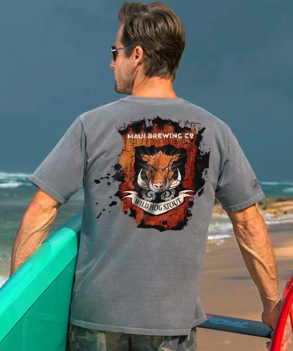 Maui Brewing Co Wild Hog Stout - Crater Dyed® Short Sleeve Crewneck T-Shirt 3 Maui Brewing Co Wild Hog Stout - Crater Dyed® Short Sleeve Crewneck T-Shirt