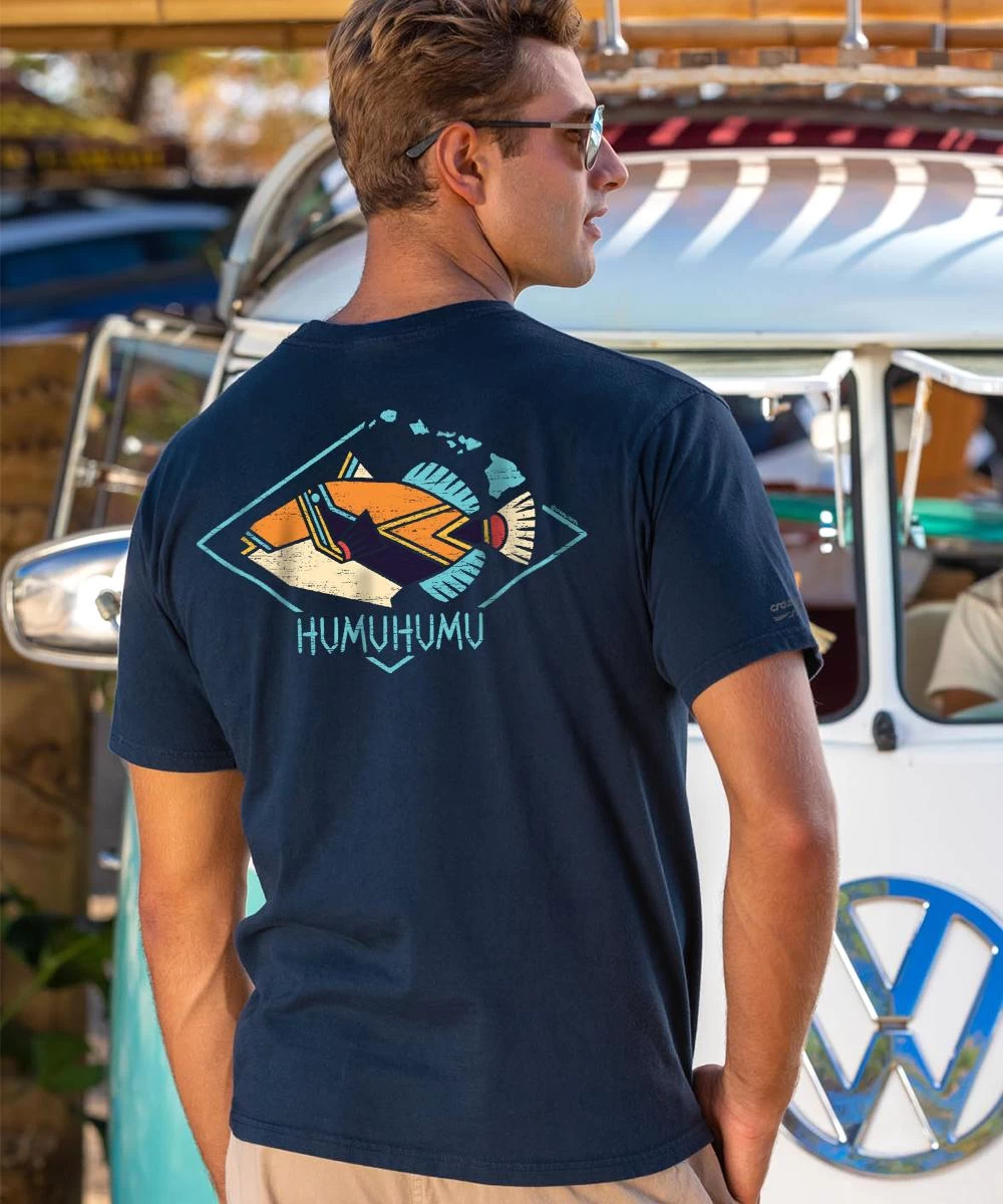 Humu Hawaii Diamond - Navy Short Sleeve Crewneck T-Shirt 3 Humu Hawaii Diamond - Navy Short Sleeve Crewneck T-Shirt