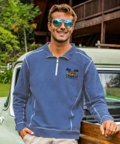 Woodie Longboard - Blue Heather Long Sleeve Mountain Peak Pullover