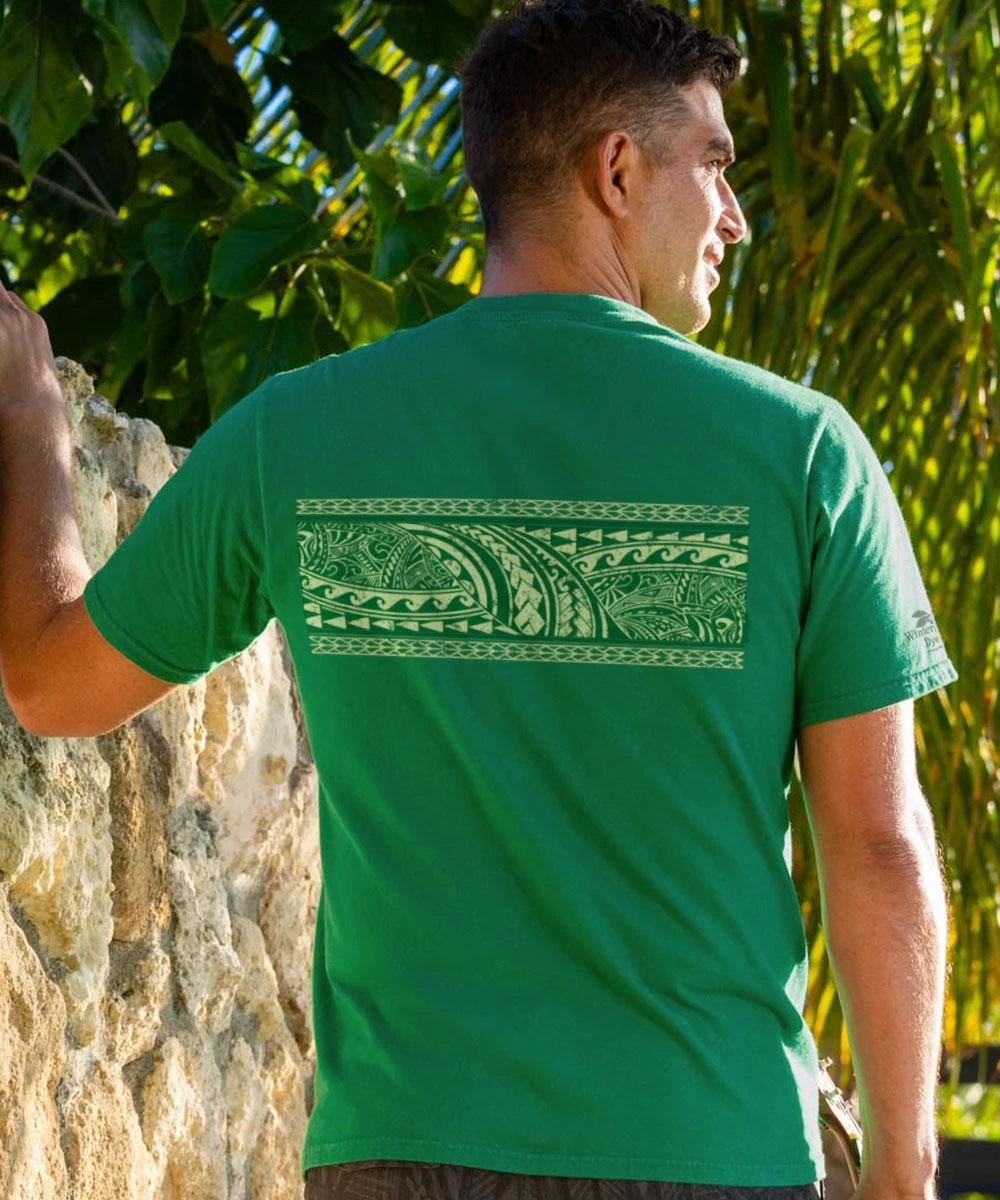 Tribal Mano Honu Band - Wintergreen Dyed Short Sleeve Crewneck T-Shirt 4 Tribal Mano Honu Band - Wintergreen Dyed Short Sleeve Crewneck T-Shirt - Image 2