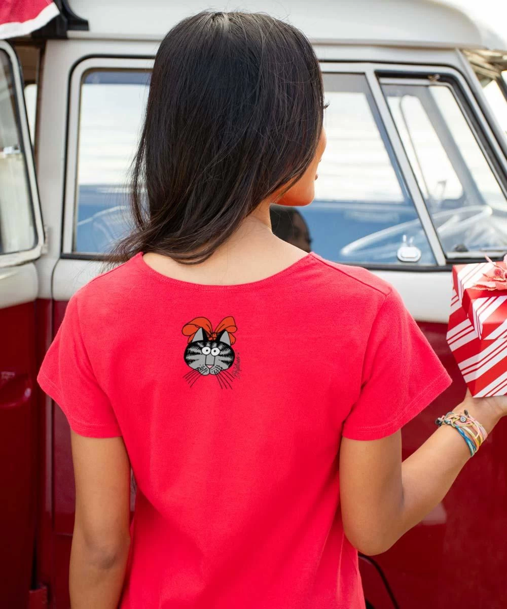 B. Kliban Stack Of Cats - Red Short Sleeve Scoop Neck T-Shirt 4 B. Kliban Stack Of Cats - Red Short Sleeve Scoop Neck T-Shirt - Image 2