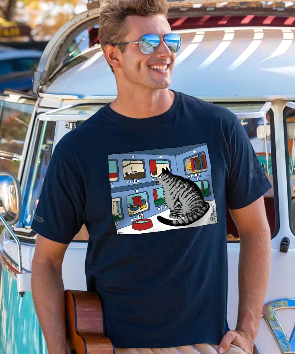 B. Kliban Feed Machine - Navy Short Sleeve Crewneck T-Shirt 3 B. Kliban Feed Machine - Navy Short Sleeve Crewneck T-Shirt