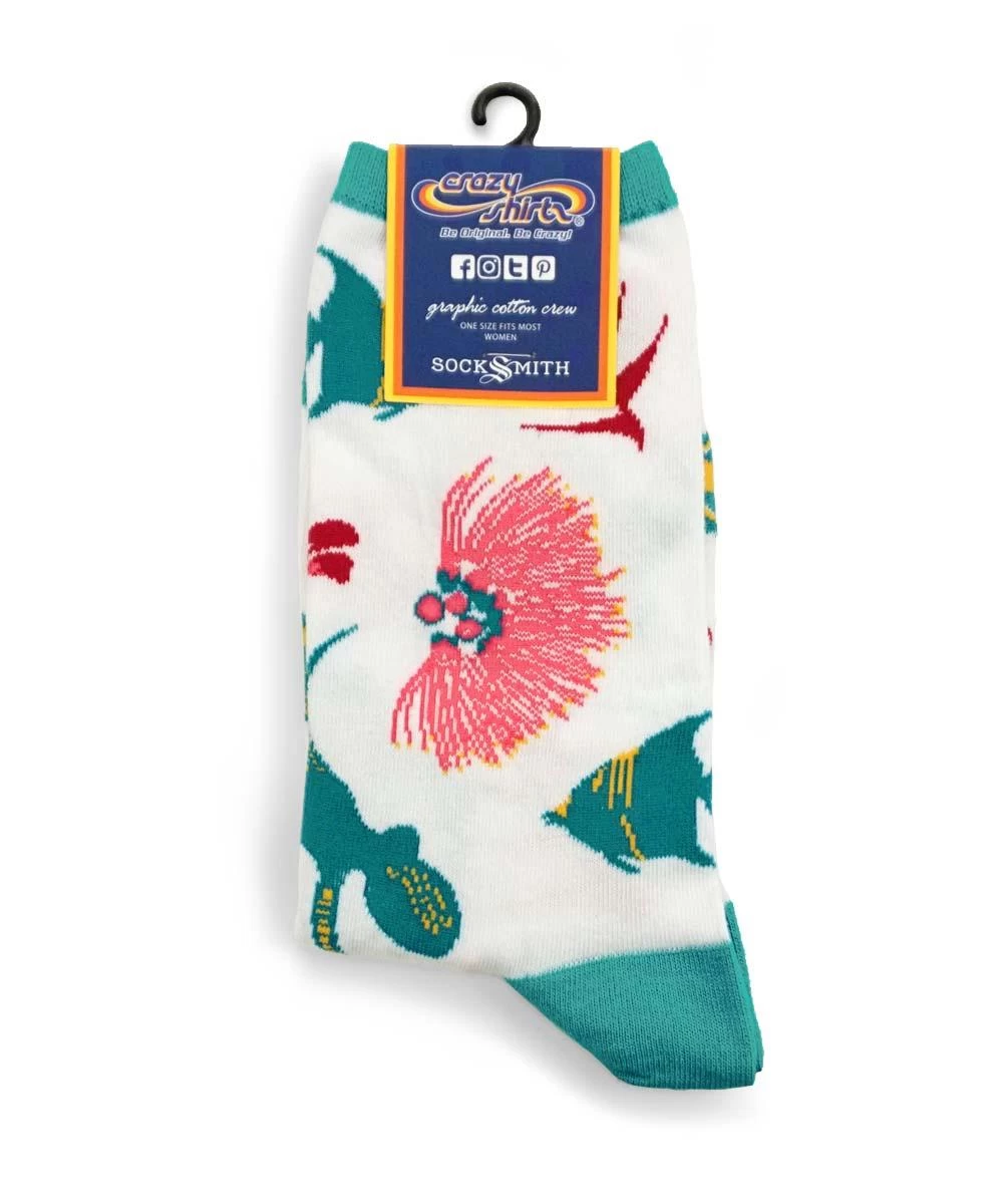 Hawaiian Whimsy - Graphic Cotton Crew Socks 5 Hawaiian Whimsy - Graphic Cotton Crew Socks - Image 3