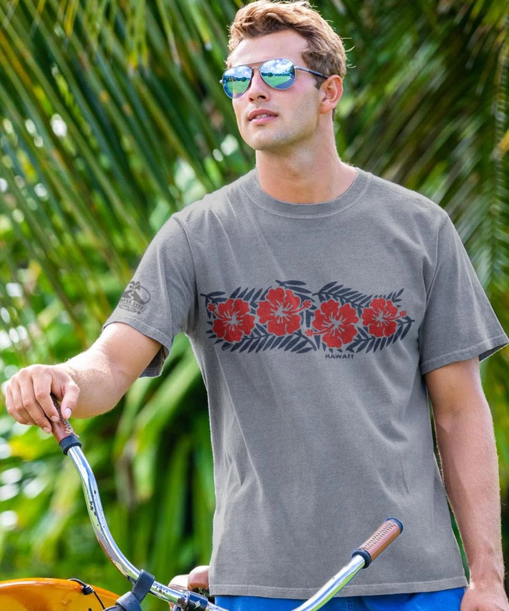 Retro Hibiscus - Crater Dyed® Short Sleeve Crewneck T-Shirt 2 Retro Hibiscus - Crater Dyed® Short Sleeve Crewneck T-Shirt