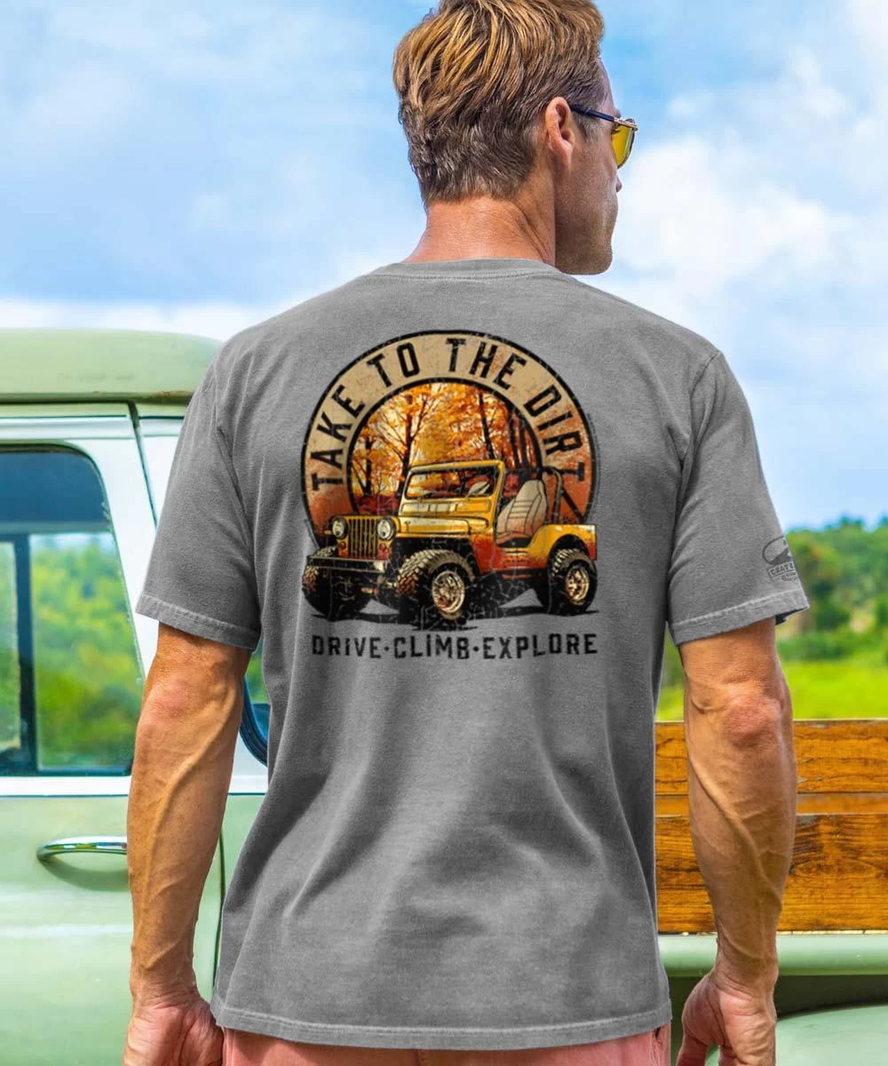 Jeep Take To The Dirt - Crater Dyed® Short Sleeve Crewneck T-Shirt 3 Jeep Take To The Dirt - Crater Dyed® Short Sleeve Crewneck T-Shirt