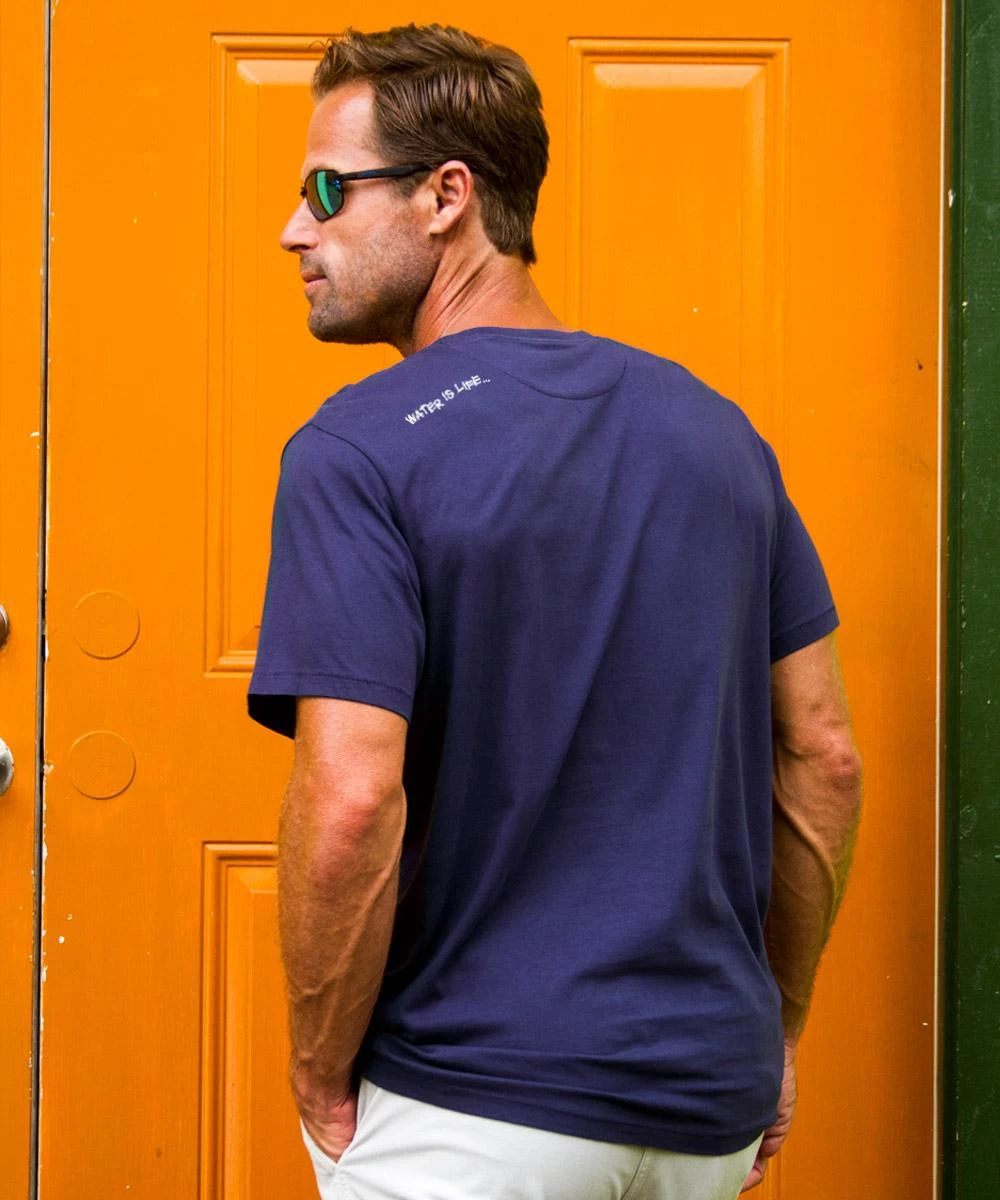 Wyland® Whale Tail Brush - Indigo Short Sleeve Pima T-Shirt 4 Wyland® Whale Tail Brush - Indigo Short Sleeve Pima T-Shirt - Image 2