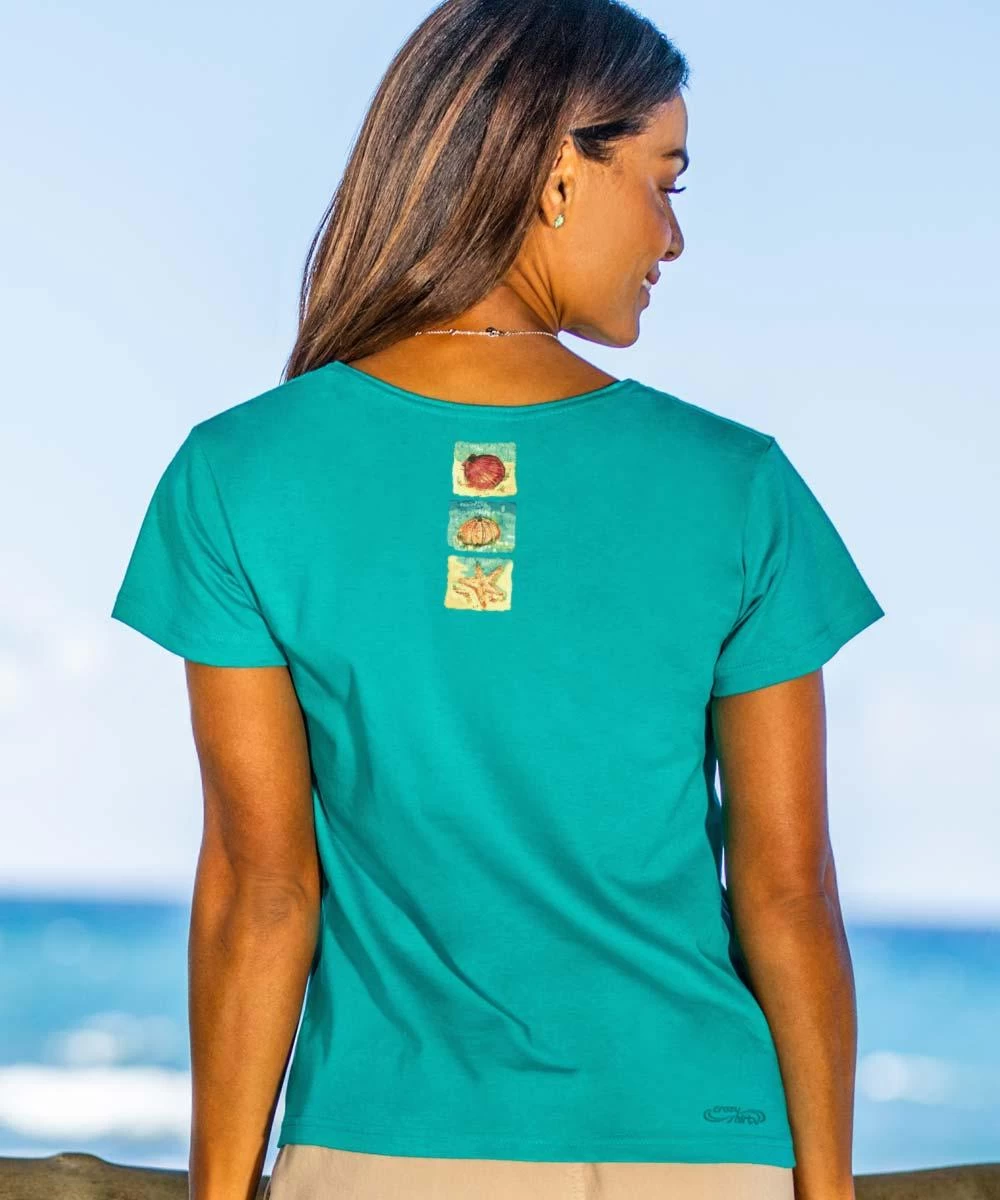 Sea Creatures - Jade Short Sleeve Scoop Neck T-Shirt 4 Sea Creatures - Jade Short Sleeve Scoop Neck T-Shirt - Image 2