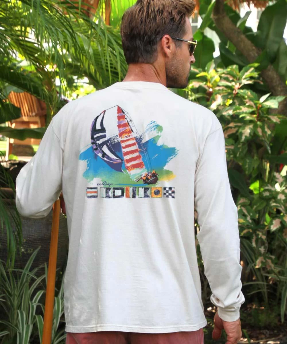 Painted Sail - White Long Sleeve Crewneck T-Shirt 3 Painted Sail - White Long Sleeve Crewneck T-Shirt