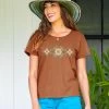 Blossom Quilt - Cinnamon Dyed Short Sleeve Scoop Neck T-Shirt 2 Blossom Quilt - Cinnamon Dyed Short Sleeve Scoop Neck T-Shirt -Freedom Style Shop fa13d027 0aa4 46ad b618 4665340b9e34
