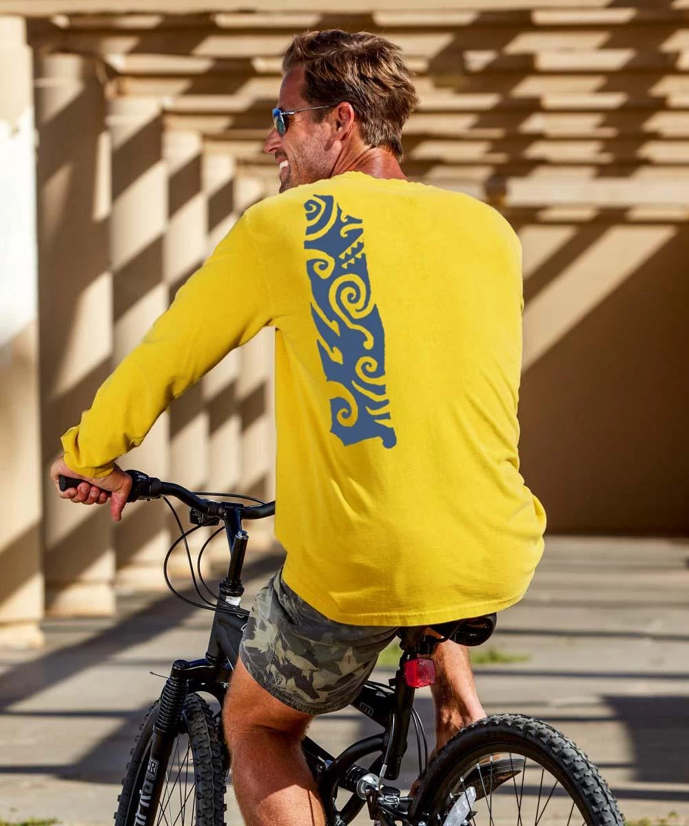 Tribal Fish - Pineapple Dyed Long Sleeve Crewneck T-Shirt 4 Tribal Fish - Pineapple Dyed Long Sleeve Crewneck T-Shirt - Image 2