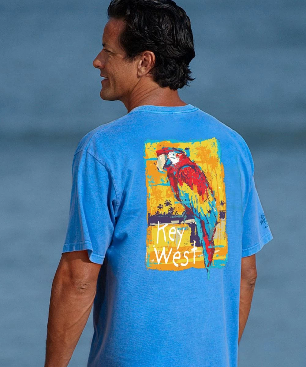Painted Parrot - Blue Hawaii Dyed Short Sleeve Crewneck T-Shirt 3 Painted Parrot - Blue Hawaii Dyed Short Sleeve Crewneck T-Shirt