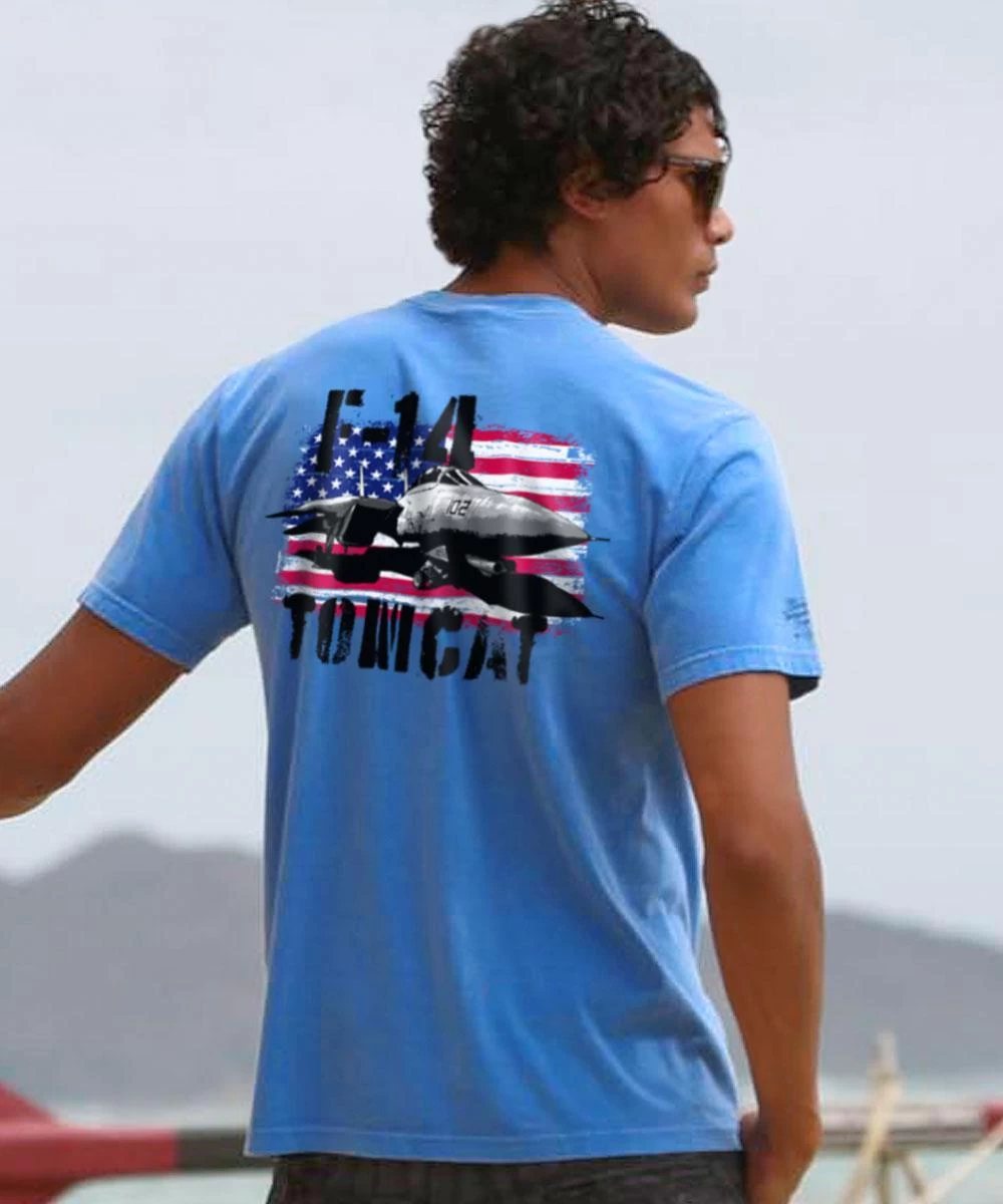 Pearl Harbor Aviation Museum F-14 Tomcat - Blue Hawaii Dyed Short Sleeve Crewneck T-Shirt 3 Pearl Harbor Aviation Museum F-14 Tomcat - Blue Hawaii Dyed Short Sleeve Crewneck T-Shirt